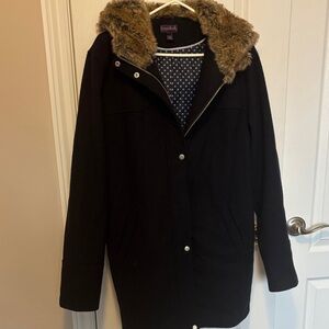 Long Tall Sally Navy Jacket with Faux Fur hood